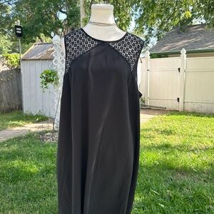 Liz Lange Black Midi Dress with Lace Detail